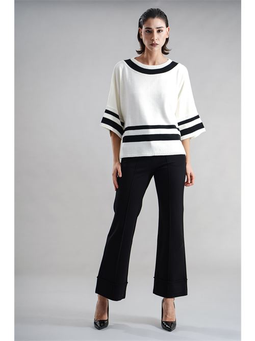 Maglia in misto lana GM by Gai Mattiolo | GM3442PANNA/NERO